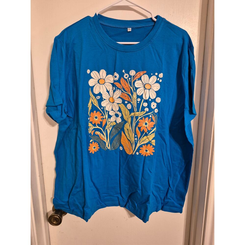 Blue Flower Decal T-shirt-Size 3XL-NWT